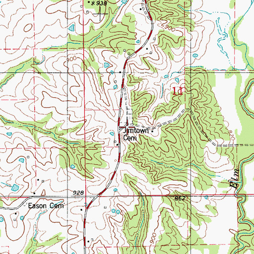 Topographic Map of Jimtown School (historical), MO