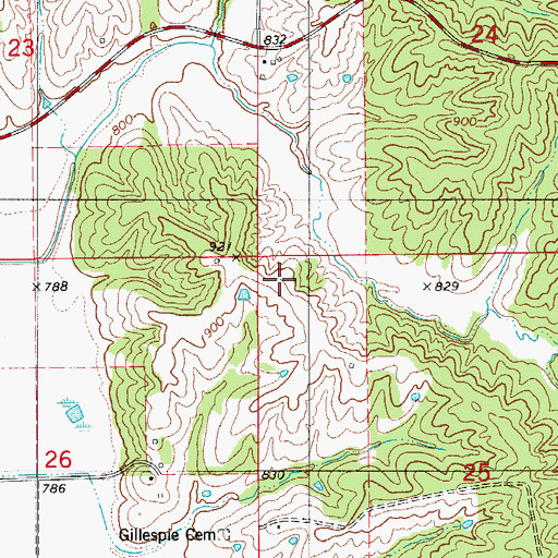 Topographic Map of Satterfield School (historical), MO