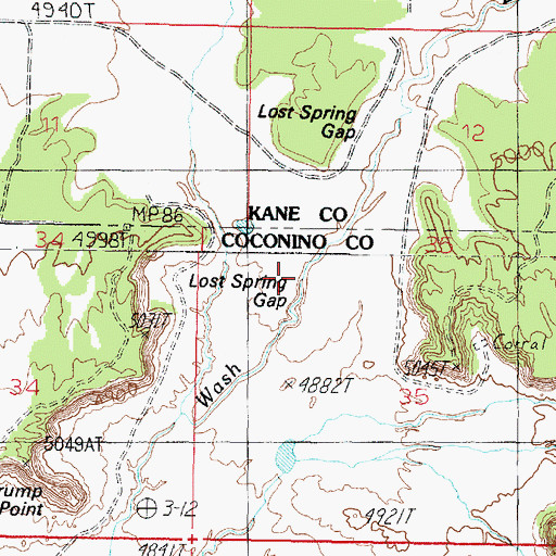 Topographic Map of Lost Spring Gap, AZ