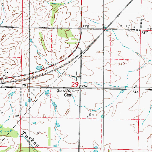 Topographic Map of Glasston School, MO