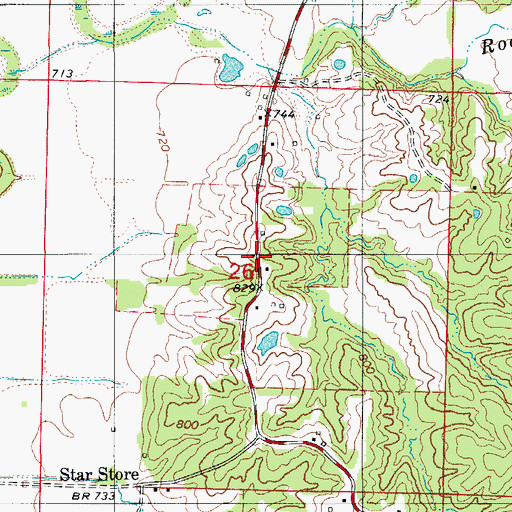 Topographic Map of Rock Creek School, MO