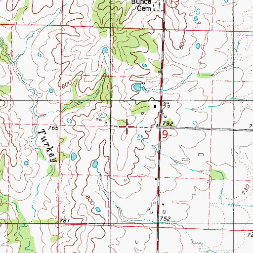 Topographic Map of Bunce School, MO