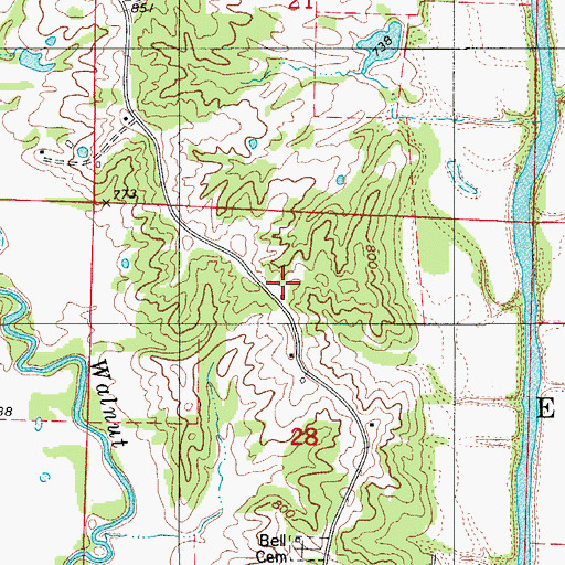 Topographic Map of Bell School, MO