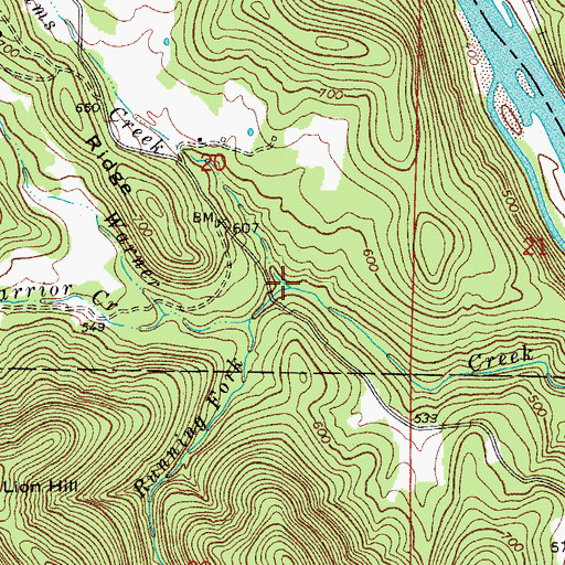 Topographic Map of Williams Creek, AR