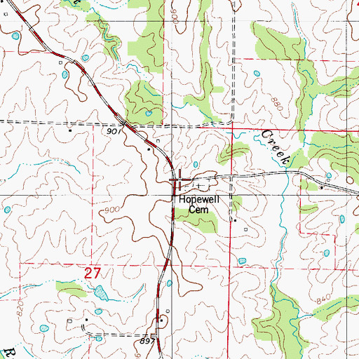 Topographic Map of Hopewell School (historical), MO