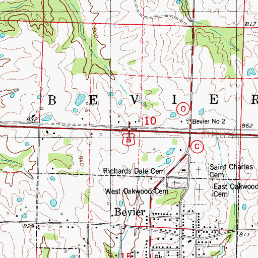 Topographic Map of Prairie School (historical), MO