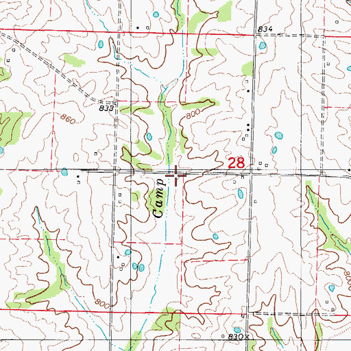 Topographic Map of Walnut Grove School (historical), MO