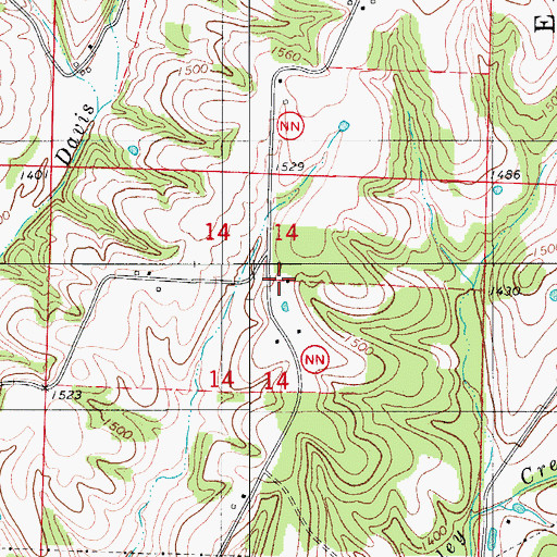 Topographic Map of Davis School, MO