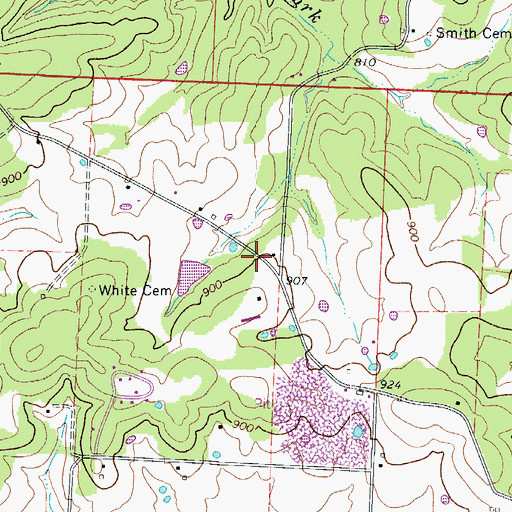 Topographic Map of Box School (historical), MO