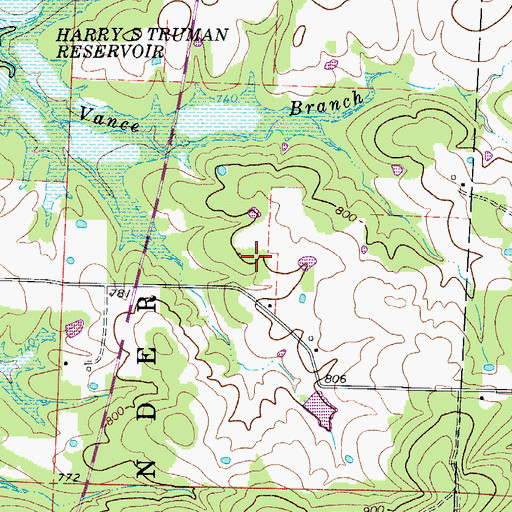 Topographic Map of Mount Lasca School (historical), MO