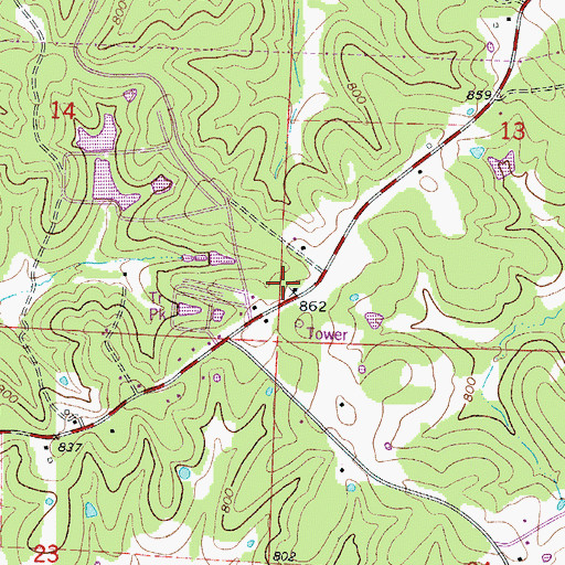 Topographic Map of Lookout School, MO