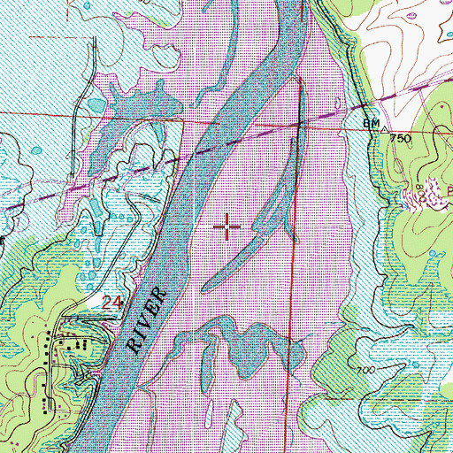 Topographic Map of Heath Bridge (historical), MO