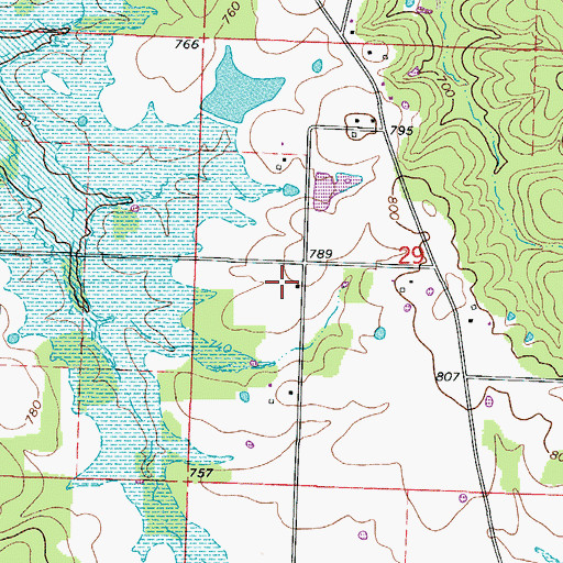 Topographic Map of Walnut Grove School, MO