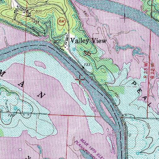 Topographic Map of Bailey Bridge (historical), MO