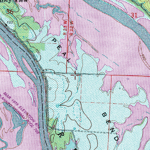Topographic Map of Peal Bend School (historical), MO