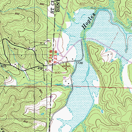 Topographic Map of Mount Olive Church (historical), MO