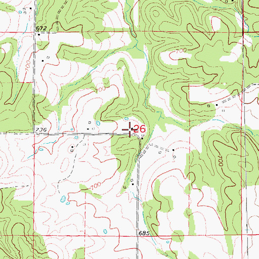 Topographic Map of Rye Creek School, MO