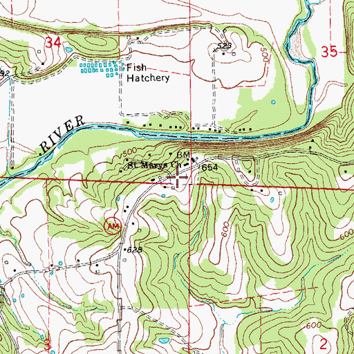 Topographic Map of Saint Marys School (historical), MO