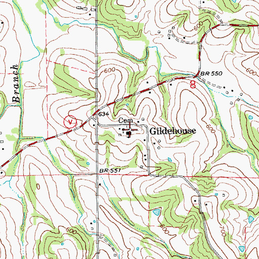 Topographic Map of Gildehaus School, MO