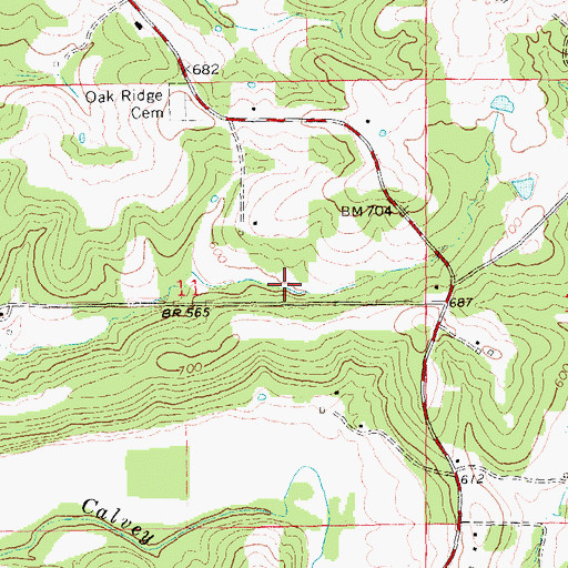 Topographic Map of Pleasant Valley School (historical), MO