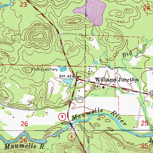 Topographic Map of Williams Junction, AR