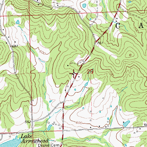 Topographic Map of Drake School, MO