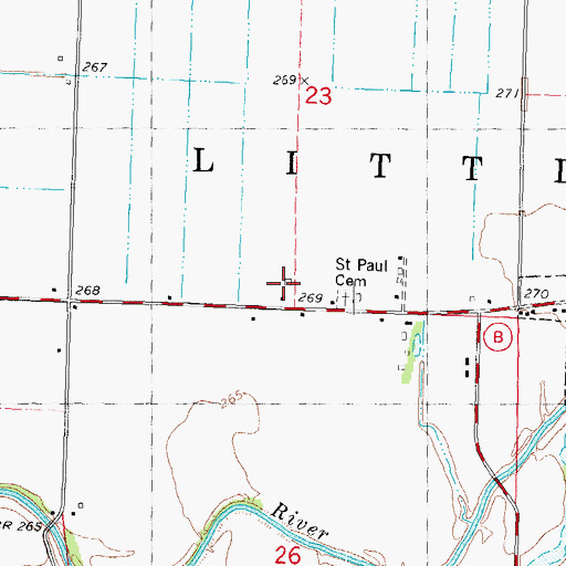 Topographic Map of Saint Paul Church (historical), MO