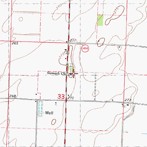 Topographic Map of Sumach Cemetery, MO