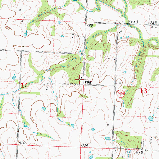 Topographic Map of Walnut Grove School, MO