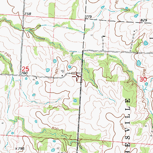 Topographic Map of Oak Point School, MO