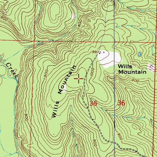 Topographic Map of Wills Mountain, AR