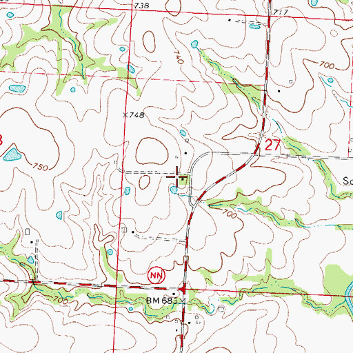 Topographic Map of Elder Ridge School, MO