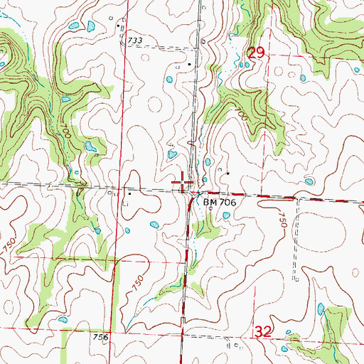 Topographic Map of Oak Grove School (historical), MO