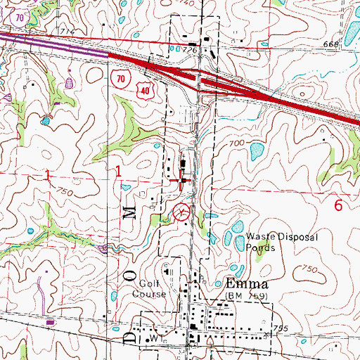 Topographic Map of Holy Cross Lutheran School, MO