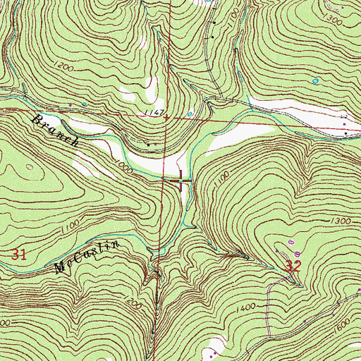 Topographic Map of Wilson Branch, AR