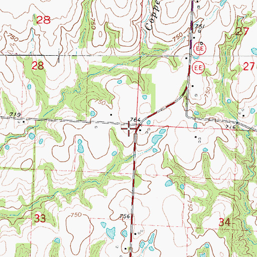 Topographic Map of Union Church (historical), MO