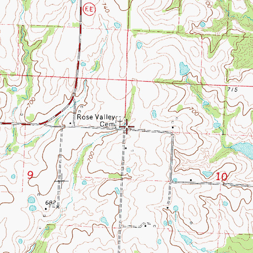 Topographic Map of Rose Valley School (historical), MO
