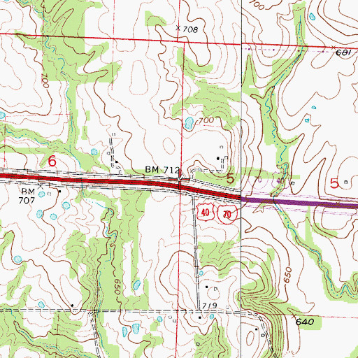 Topographic Map of Glenwood School (historical), MO