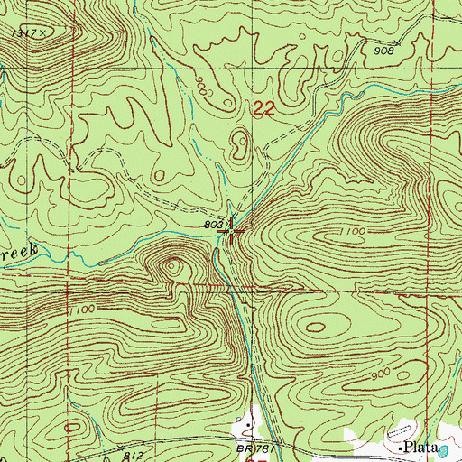 Topographic Map of Wilson Creek, AR