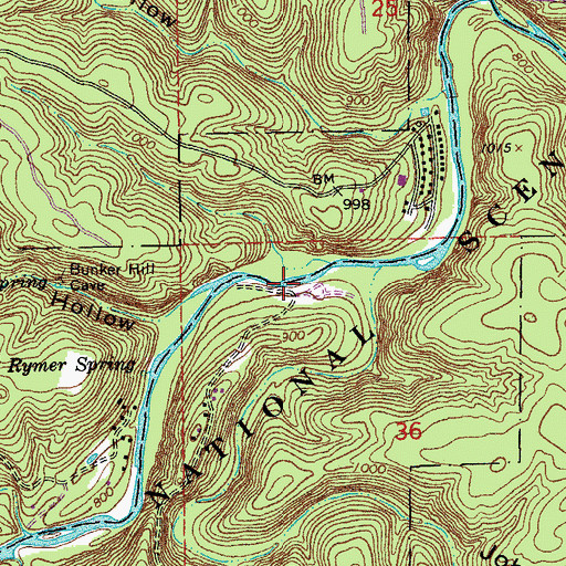 Topographic Map of Rymers River Access, MO
