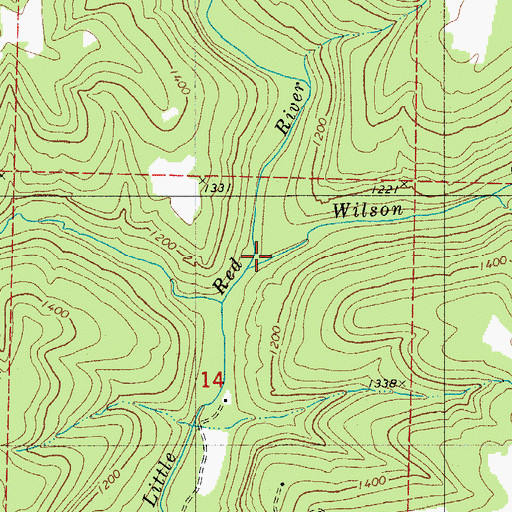 Topographic Map of Wilson Creek, AR