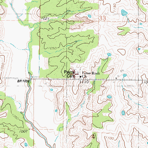 Topographic Map of Payne Cemetery, MO