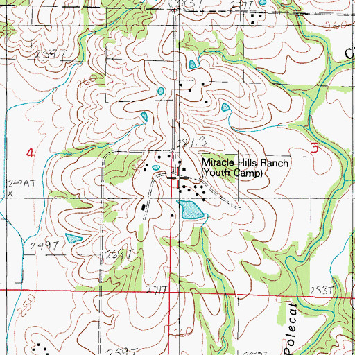 Topographic Map of Miracle Hills Ranch, MO