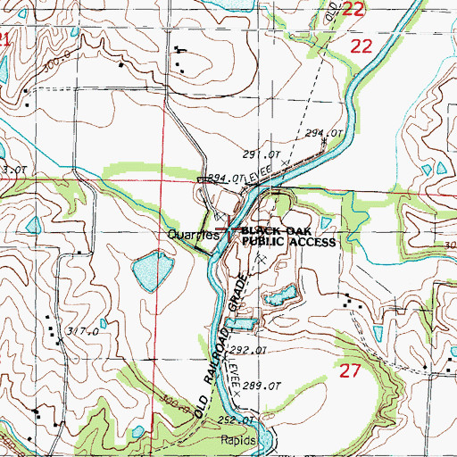 Topographic Map of Black Oak Public Access, MO
