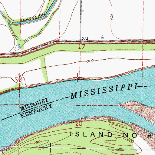 Topographic Map of Dry Bayou Landing, MO