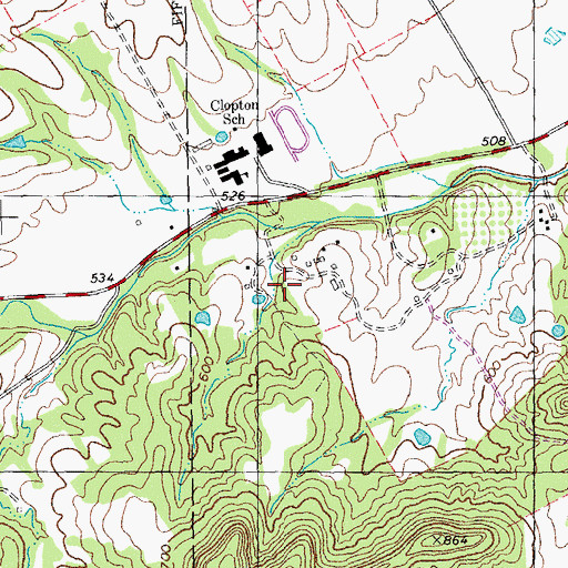 Topographic Map of Farris School (historical), MO