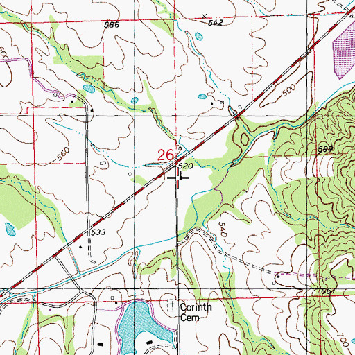 Topographic Map of Corinth Church, MO