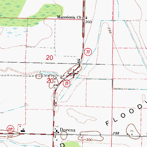 Topographic Map of Dorena Church (historical), MO