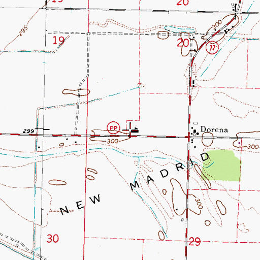 Topographic Map of Dorena School, MO