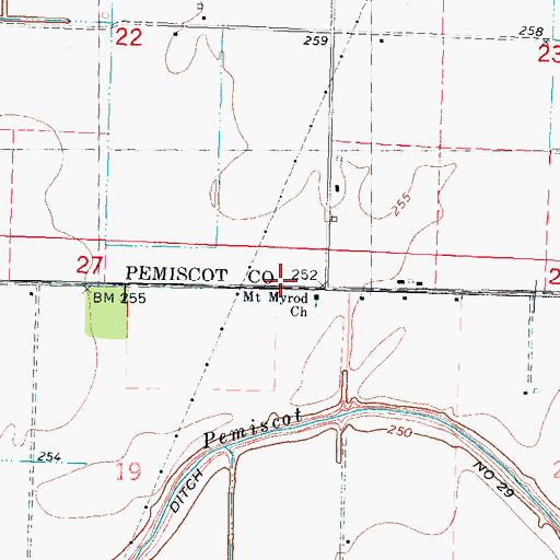 Topographic Map of Mount Moriah Cemetery, MO